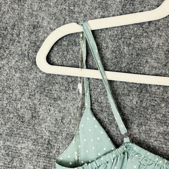Sugar & Cream Sunsations Women's Sz S Spaghetti Strap Green Polka Dot Sun Dress - Picture 7 of 11
